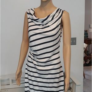 Loft Dress Striped Mini Navt Blue White Womens Size Petite Medium